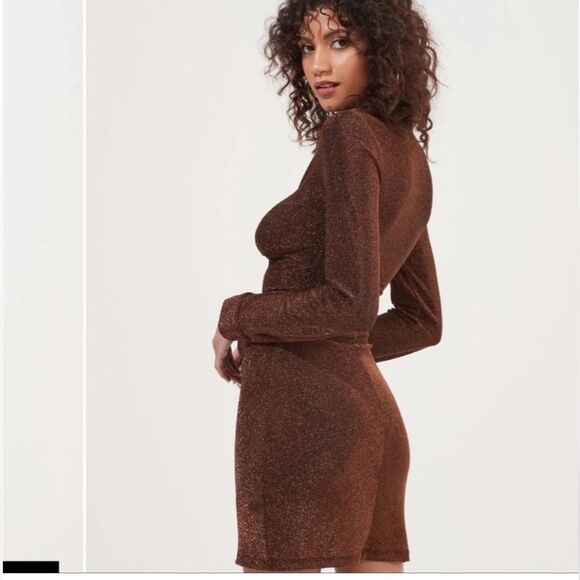 Ladies ASTR the Label Ambel Ruched‎ Shirt Dress Copper Long Sleeves Size Large - Picture 5 of 16